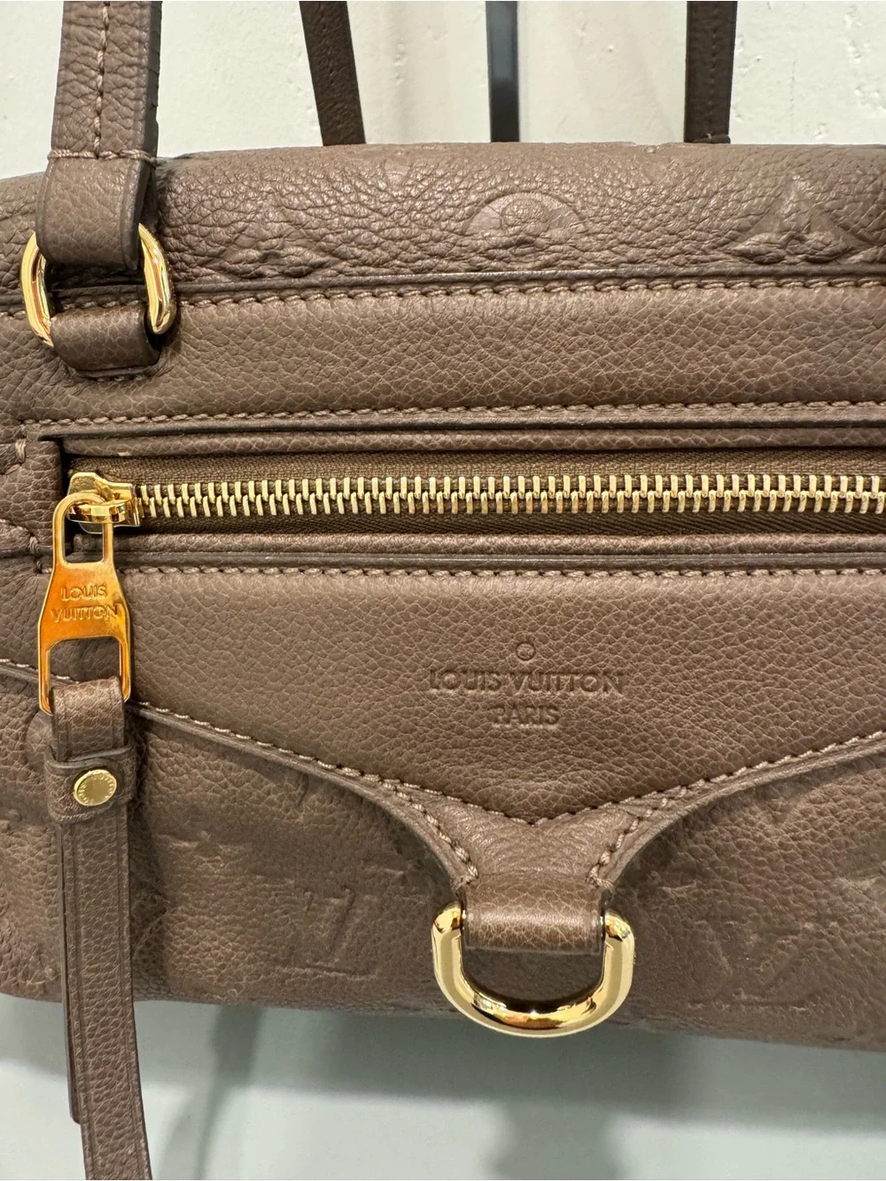 Louis Vuitton Inspiree Taupe Brown Shoulder Bag with Gold Hardware